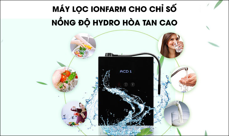 máy lọc Ionfarm cho chỉ số nồng độ Hydro hòa tan cao