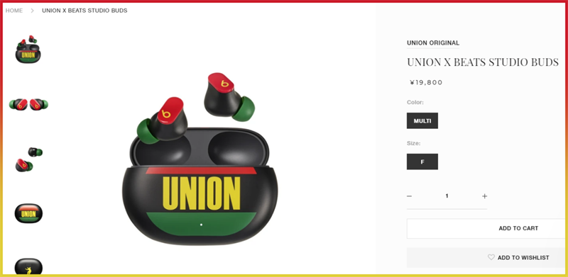 Giá bán của Union X Beats Studio Buds ở Nhật