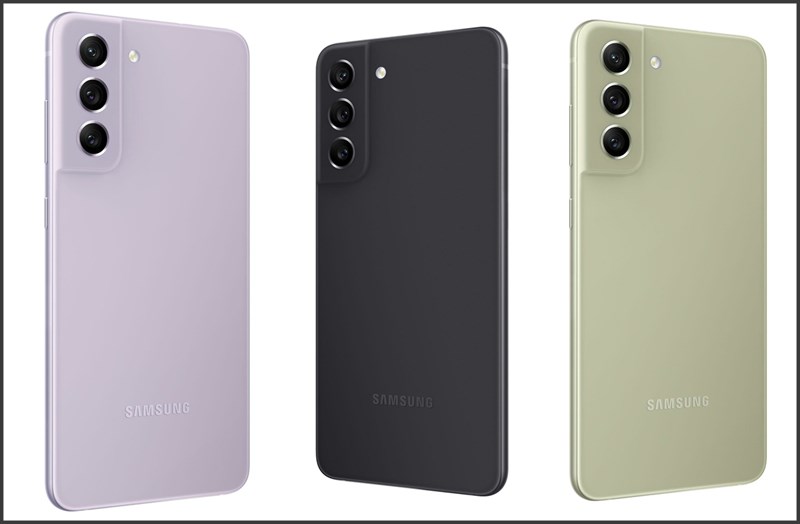 Hình ảnh render về các tùy chọn màu sắc của Galaxy S21 FE Hình ảnh render về các tùy chọn màu sắc của Galaxy S21 FE