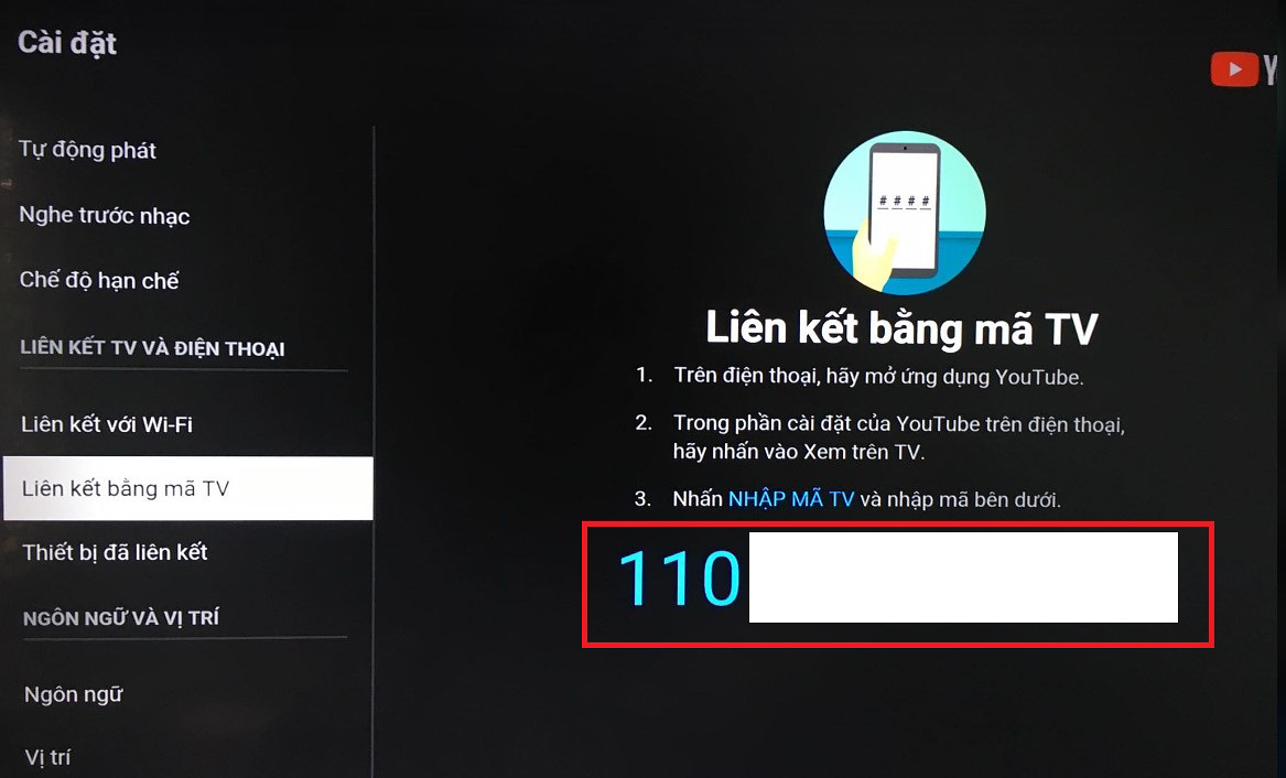 Lúc này mã ghếp nối tivi của bạn sẽ xuất hiện
