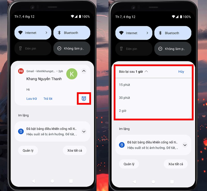 cách sử dụng tính năng tạm ẩn thông báo Android 12