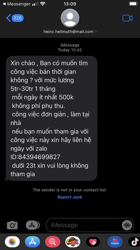 Cảnh báo: Tin nhắn lừa đảo việc làm nở rộ, mọi người cảnh giác!