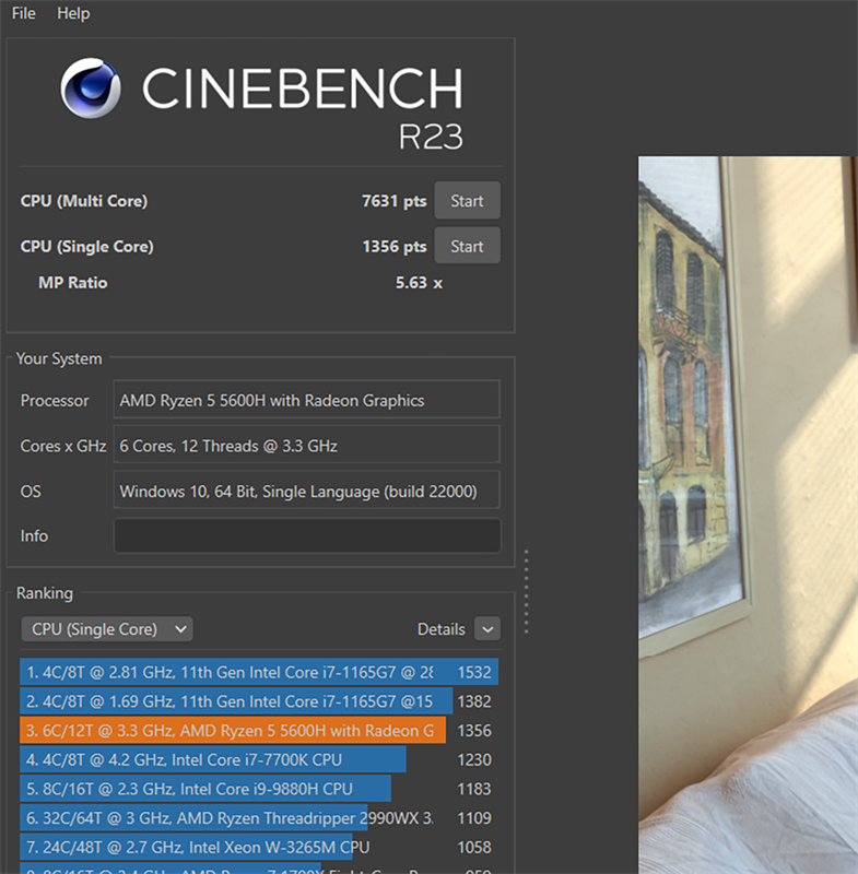 Điểm Cinebench R23 của ASUS VivoBook Pro 15 OLED.