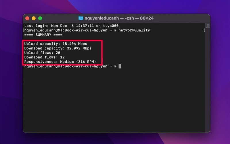 Làm sao để kiểm tra tốc độ mạng trên macOS Monterey 