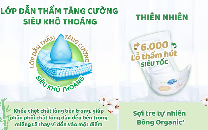Lớp thấm hút tăng cường siêu khô thoáng