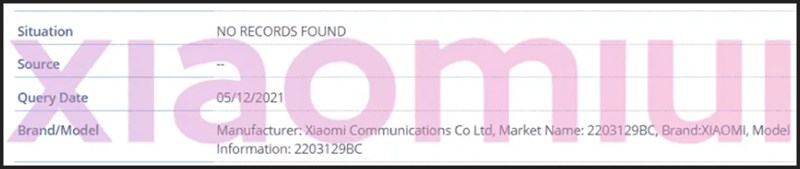 Thông tin mã thiết bị của Xiaomi 12 Lite Zoom Thông tin mã thiết bị của Xiaomi 12 Lite Zoom