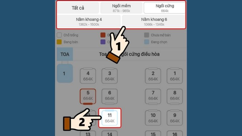 Bước 4: Chọn khoang ghế