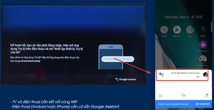 Hướng dẫn thiết lập và sử dụng Google Assistant trên tivi Samsung cực chi tiết > Bạn hãy mở ứng dụng lên và hãy đọc lệnh 