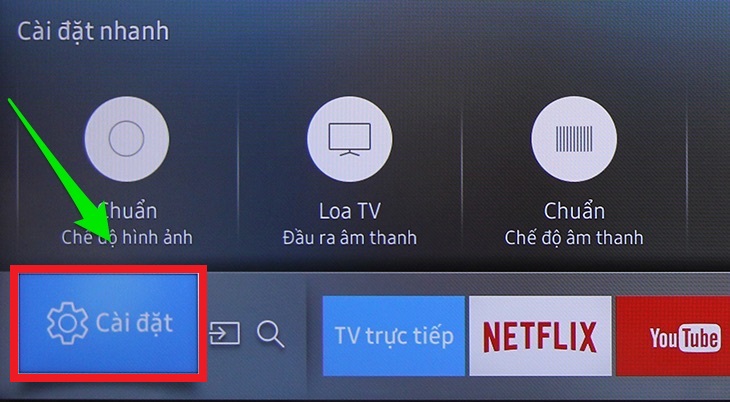 Lỗi màn hình tivi Samsung tự bật tắt - Nguyên nhân và cách khắc phục hiệu quả > Chọn Cài đặt