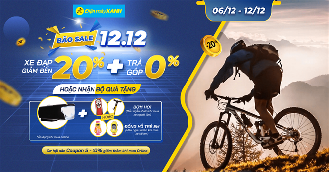 Bão sale 12/12: Xe đạp giảm đến 20%, săn thêm coupon 5-10% khi mua Online