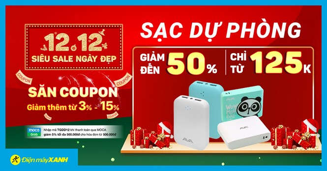 12.12 Siêu sale ngày đẹp - Sạc dự phòng giá nhỏ - Sale to đến 50%, chỉ từ 125K rinh hàng cực chất. Mua ngay!