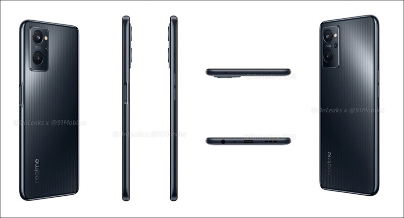 Render Realme 9i cho thấy ba camera ở mặt sau