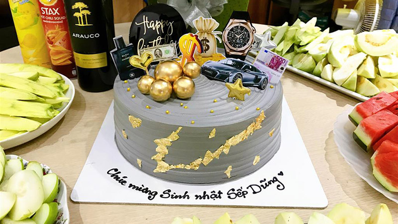 Bánh sinh nhật mặn Happy birthday Sếp MS1018 - Bánh sinh nhật bông lan  trứng muối Tp. HCM