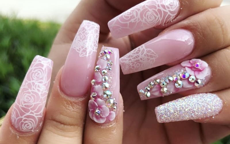 Mẫu nail nhũ kim tuyến 3d