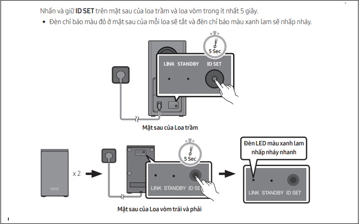 nhấn giữ nút ID SET