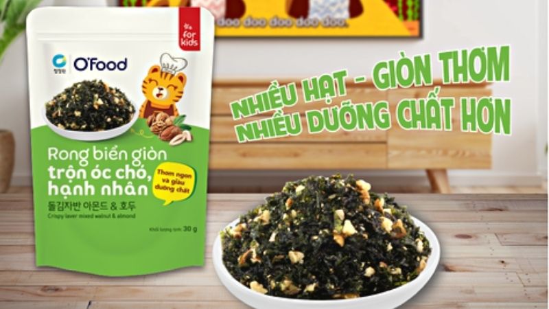 Rong biển giòn trộn óc chó, hạnh nhân O'food