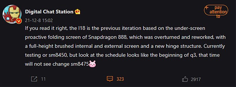 Bài đăng của leaker nổi tiếng Digital Chat Station trên Weibo Bài đăng của leaker nổi tiếng Digital Chat Station trên Weibo