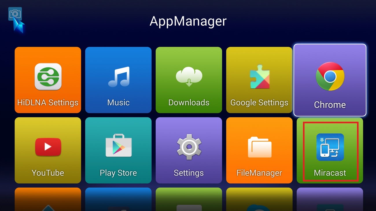 Chọn Android Apps > Miracast.