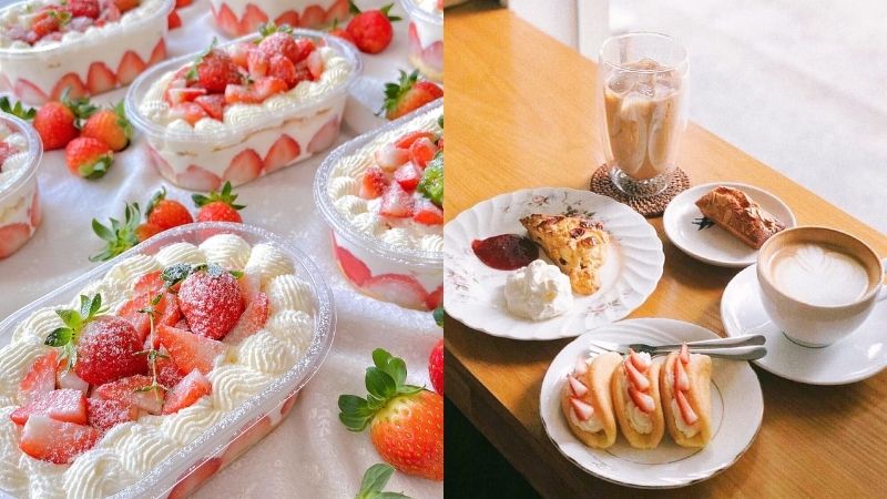 Đồ uống và bánh tại Gateau de Blanc