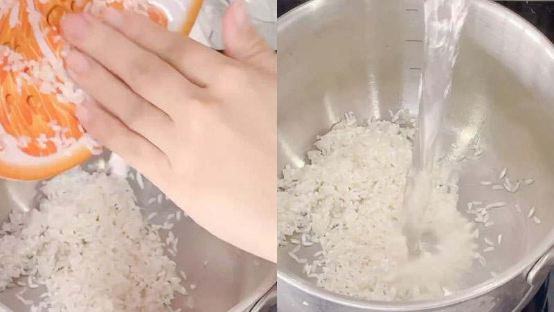 Cook rice with about 300ml of water