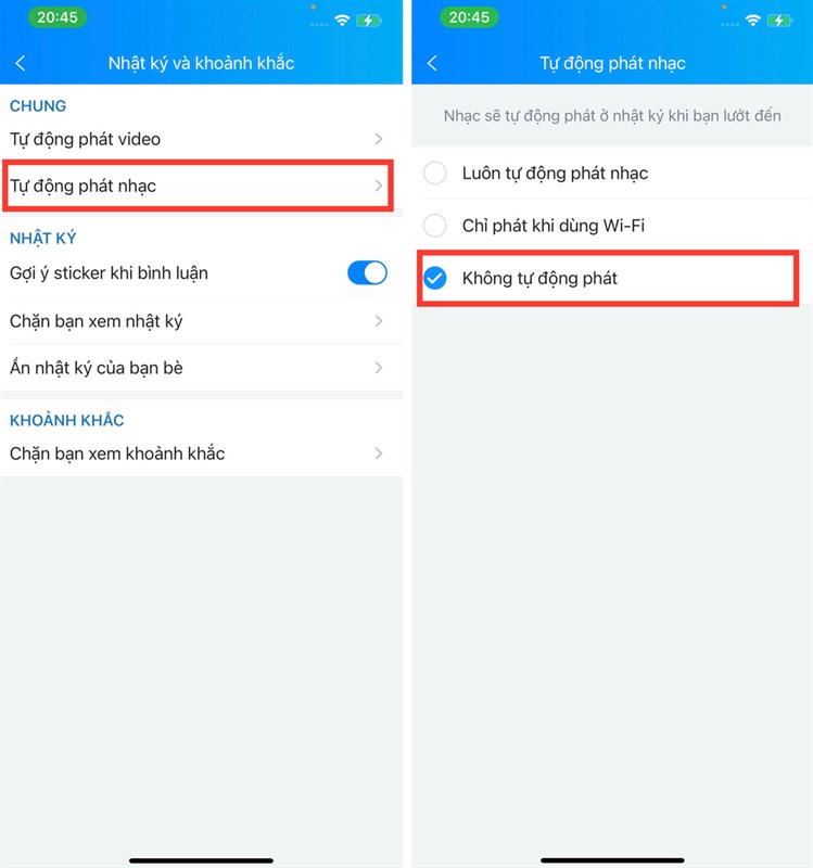 Cách tắt tự động phát nhạc trên Zalo