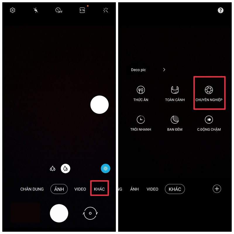 cách bật chế độ chụp ảnh chuyên nghiệp trên Samsung