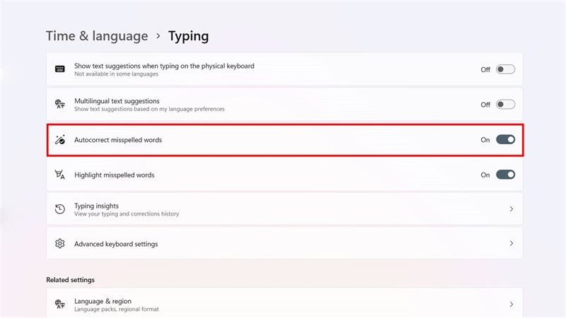 Cách bật tự động sửa lỗi chính tả trên Windows 11
