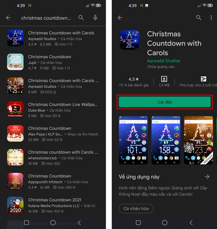 Hình nền động đếm ngược giáng sinh 2021