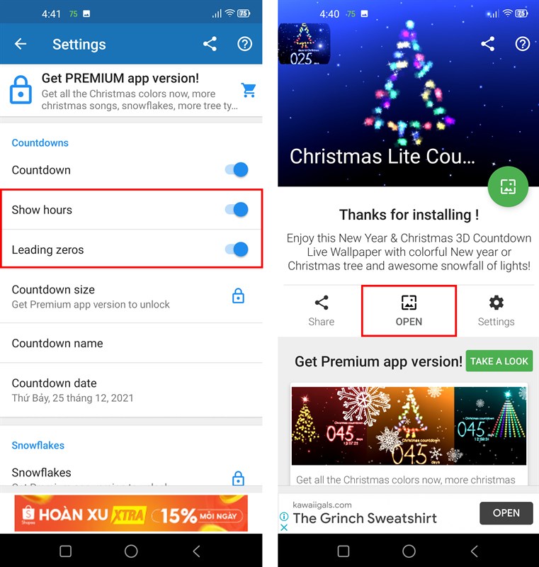 Hình nền động đếm ngược giáng sinh 2021