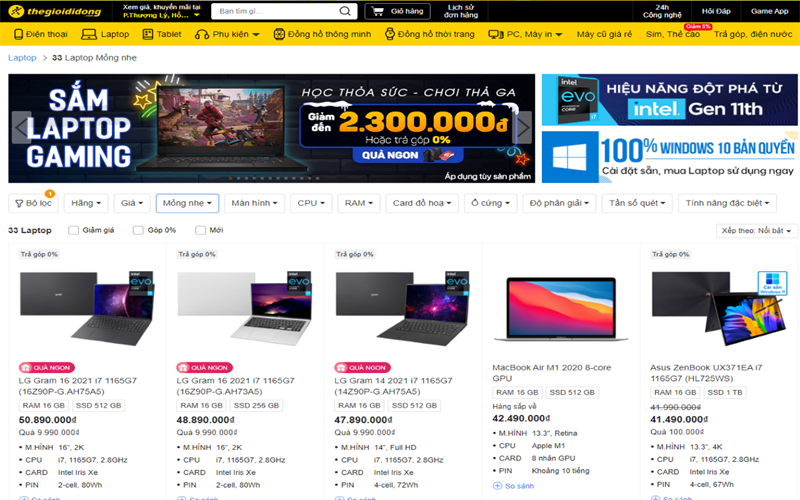 TOP 4 laptop mỏng nhẹ sở hữu màn hình siêu đẹp tại TGDĐ, vừa sang trọng vừa tiện lợi, mang đi đâu cũng được