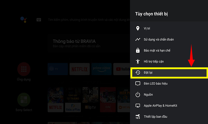 Sau đó, chọn mục Đặt lại.