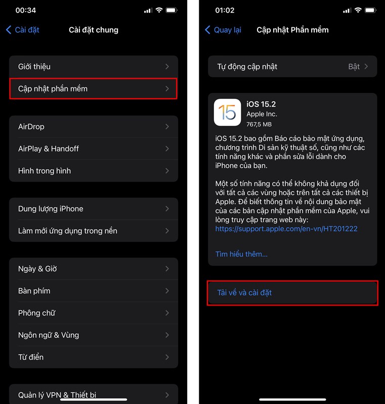 Cách cập nhật iOS 15.2 chính thức