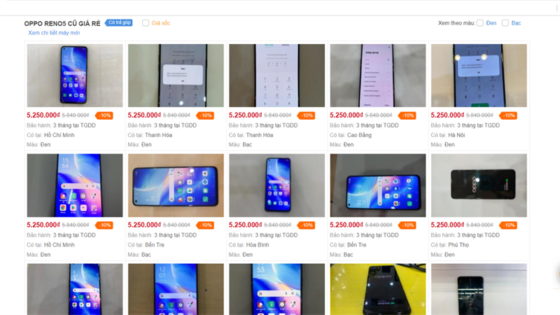 điện thoại oppo reno5 cũ