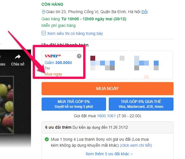 Chọn mục MUA NGAY Chọn mục MUA NGAY