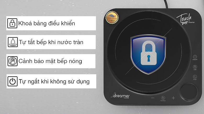 Bếp từ Dreamer có tốt không? Có nên mua không? > Bếp từ Dreamer trang bị cảm biến chống tràn giúp tự ngắt bếp khi nước tràn