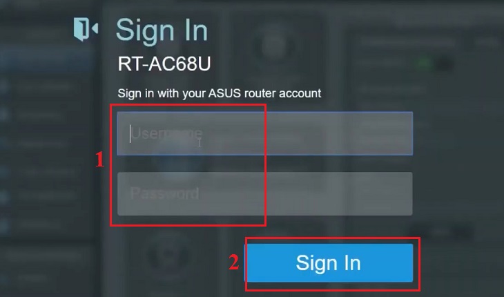 Truy cập vào http://router.asus.com, tiến hành đăng nhập thông tin trong mục Tên đăng nhập và Mật khẩu