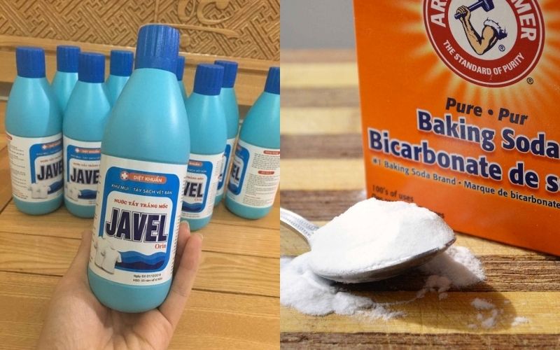 Làm sạch các vết bẩn bằng chất tẩy hoặc hỗn hợp baking soda