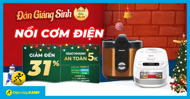 Đón Giáng Sinh - Nồi cơm điện sale lớn đến 31%, voucher đến 500K, mua ngay kẻo lỡ!