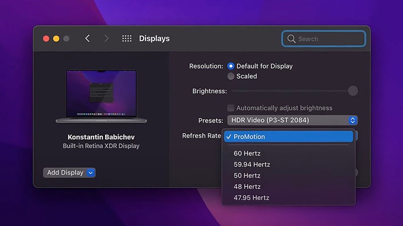 Chế độ ProMotion trên MacBook