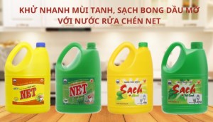 Khử nhanh mùi tanh, sạch bong dầu mỡ với nước rửa chén NET