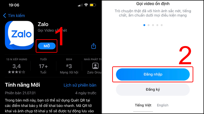 Tải app và đăng ký Zalo cho điện thoại hệ điều hành IOS