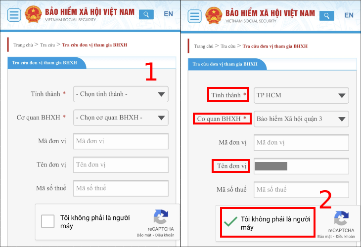 Tra cứu trên website BHXH Việt Nam