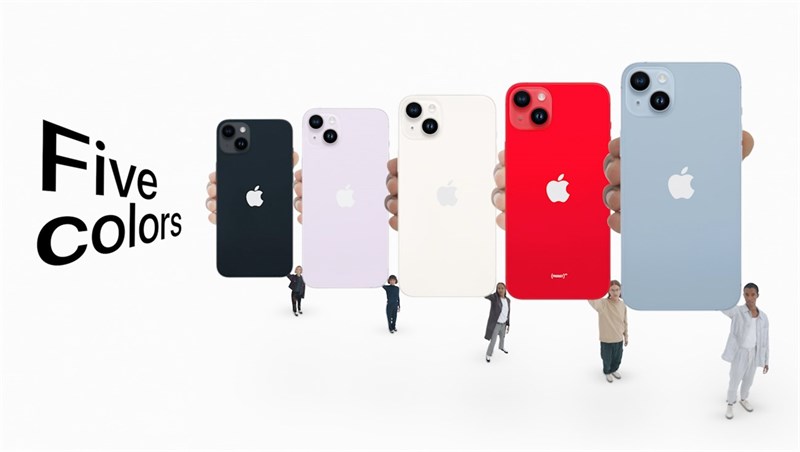 iPhone 14 sẽ được bán ra với 5 tùy chọn là: Đen, Xanh dương, Trắng, Tím, Đỏ.