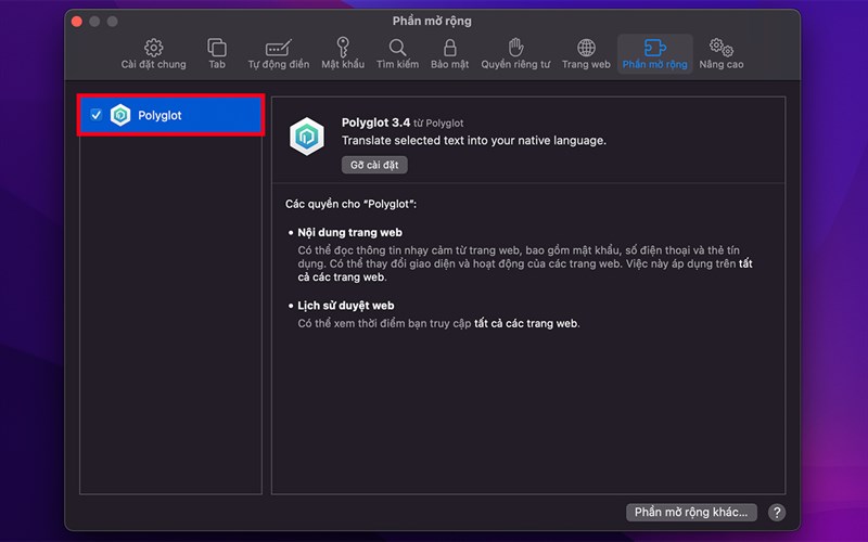 Cách thêm, xoá tiện ích mở rộng Safari trên MacBook Cách thêm, xoá tiện ích mở rộng Safari trên MacBook