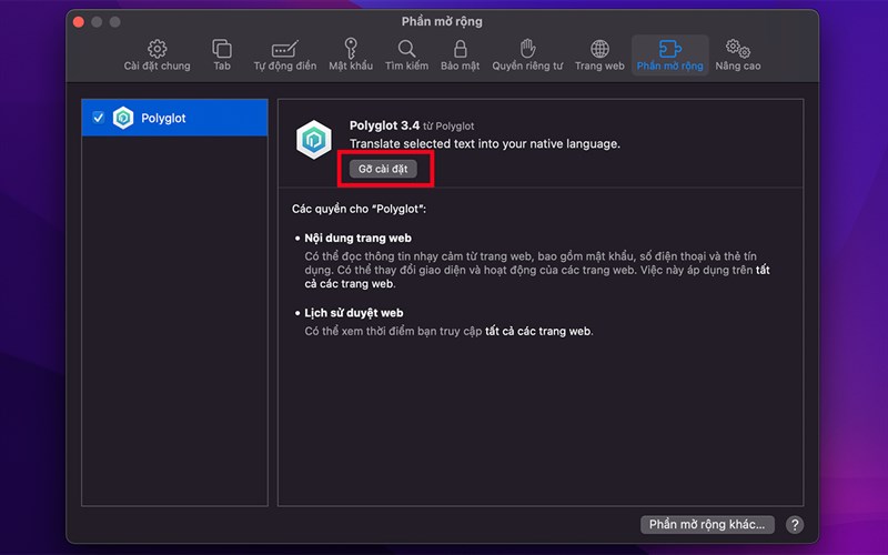 Cách thêm, xoá tiện ích mở rộng Safari trên MacBook Cách thêm, xoá tiện ích mở rộng Safari trên MacBook