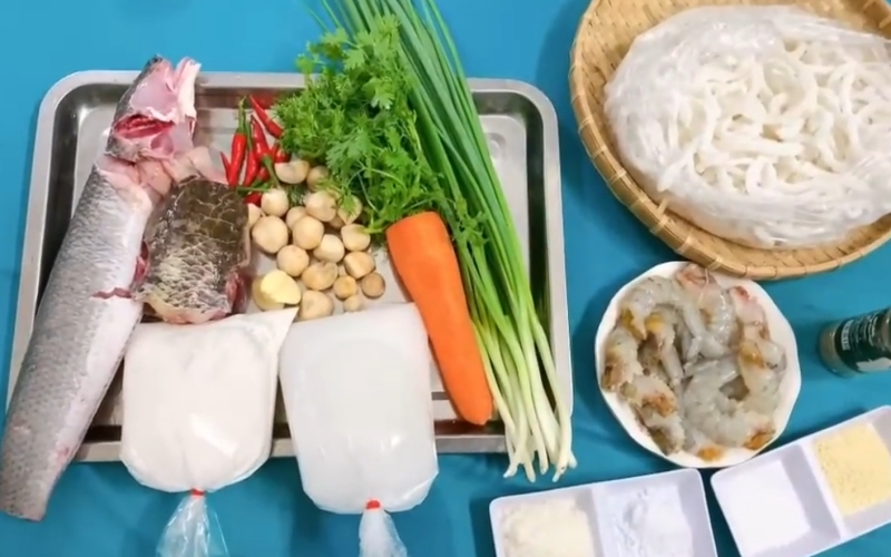 Nguyên liệu làm món bánh canh cá lóc nước cốt dừa