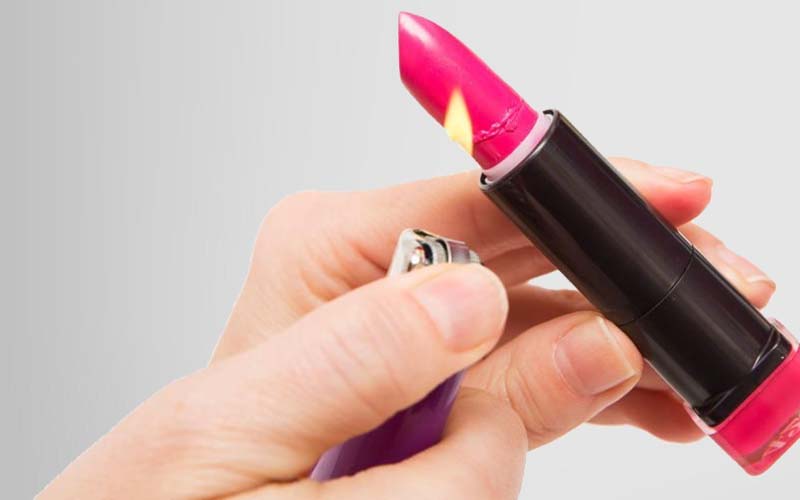 Heating lipstick with a lighter