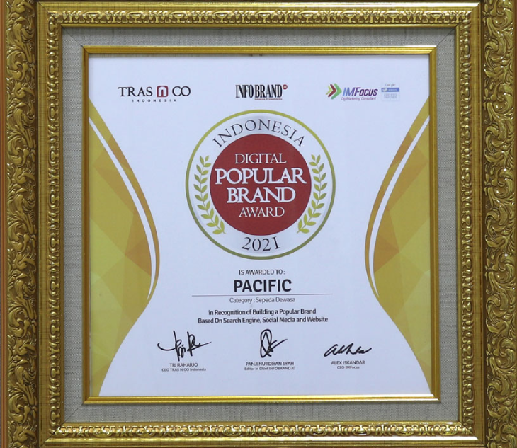 Xe đạp Pacific của nước nào? Có tốt không? > Pacific còn nhận được giải thưởng Indonesia Digital Popular Brand Award 2020 (IDPBA) vào năm 2020