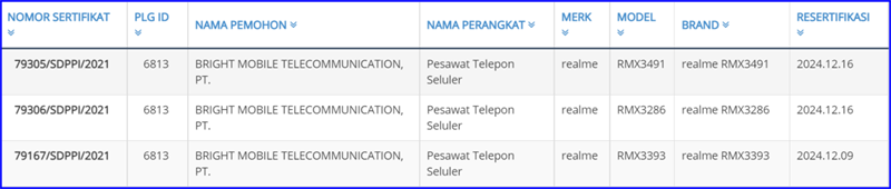 Realme 9i và Realme 9 Pro Plus (RMX3393) đạt chứng nhận Indonesia Telecom