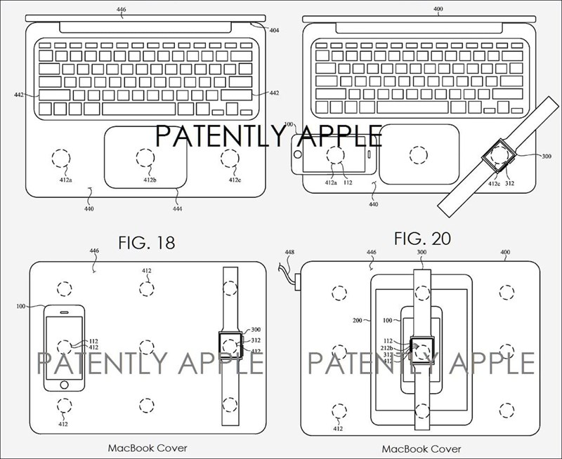 Hình ảnh bằng sáng chế về giải pháp sạc không dây ngược qua màn hình độc đáo của Apple